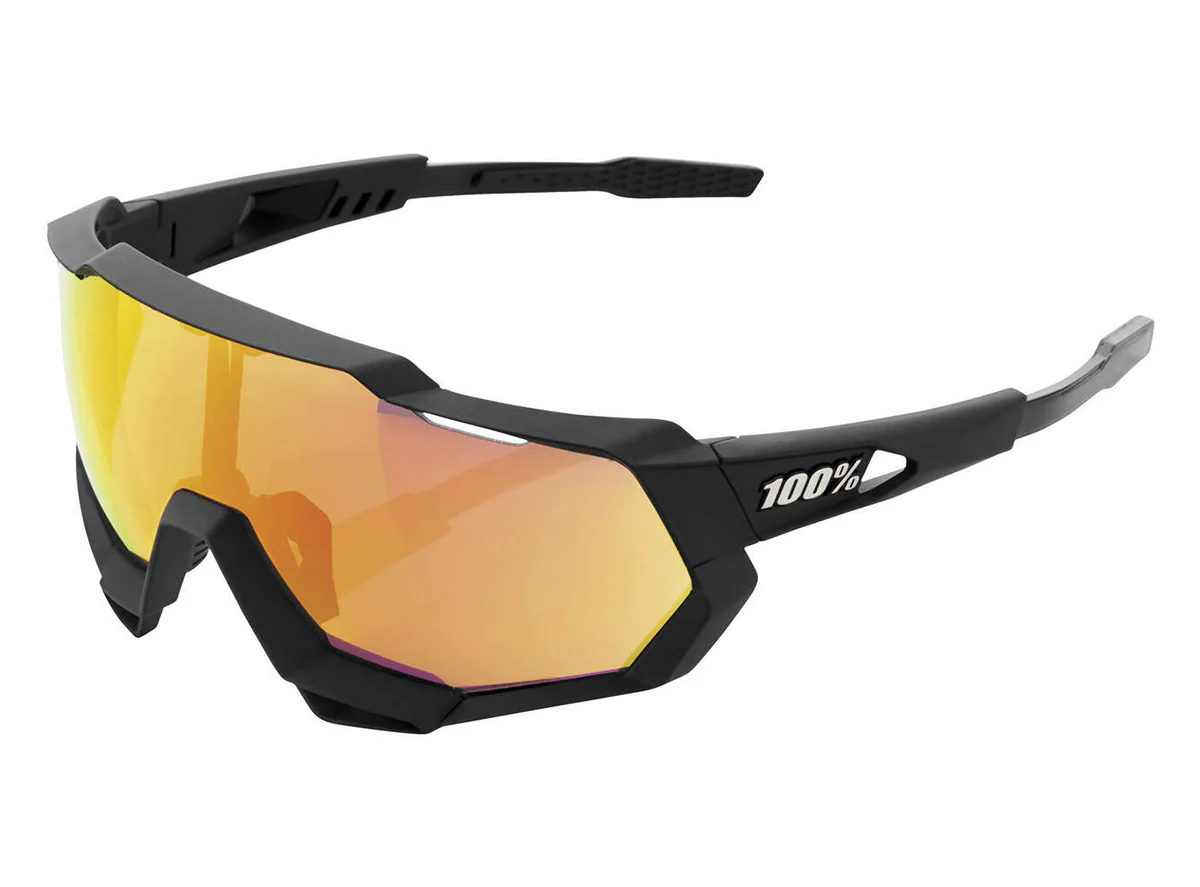 100% Speedtrap Performance Sunglasses - Soft Tact Black-Hiper Red Mult