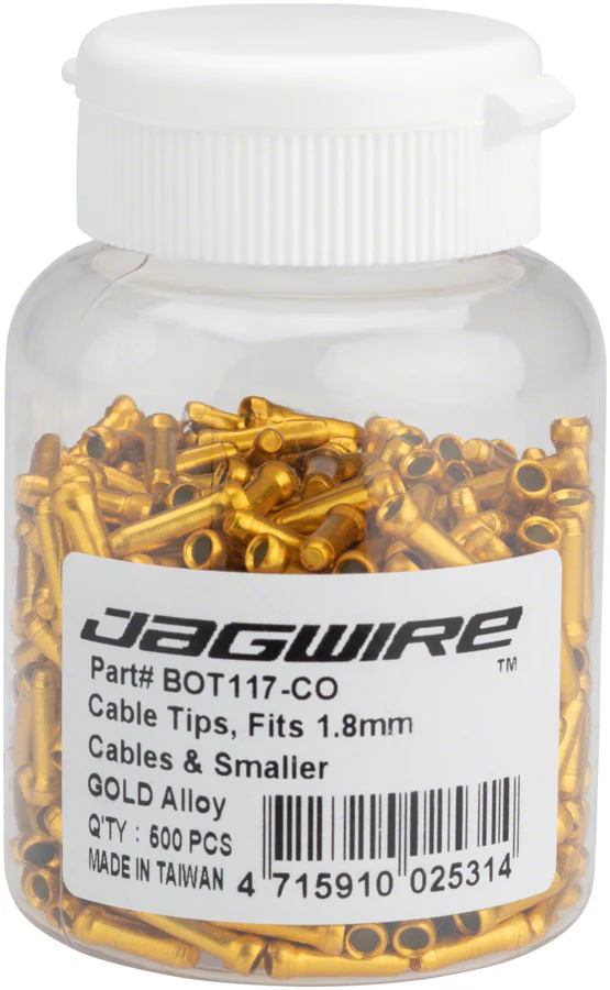 Jagwire 1.8mm Cable End Crimps Gold Bottle/500